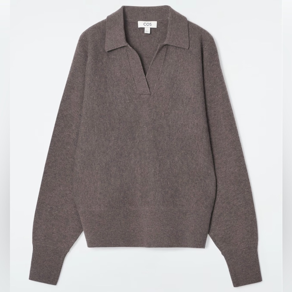 NWT COS batwing sleeve polo 100% wool sweater Large